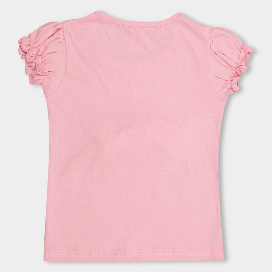 Girls' 100% Cotton T-Shirt, हल्का गुलाबी, large
