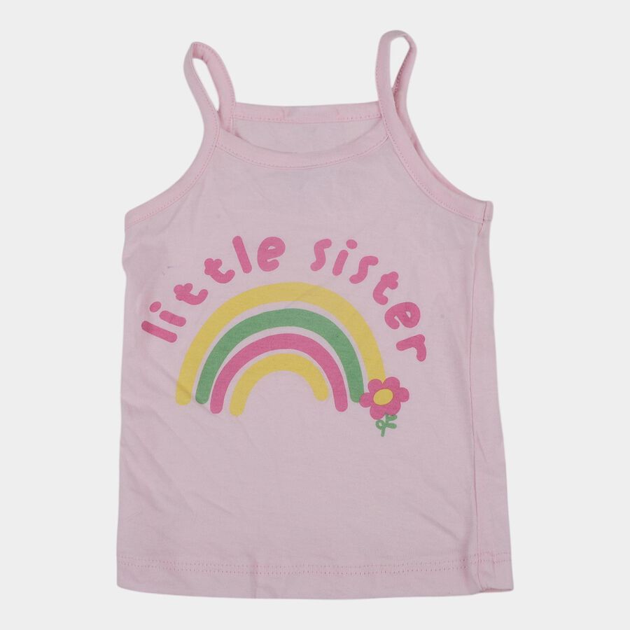 Infants' Pink Cotton Round Neck Casual Vest, Light Pink, large