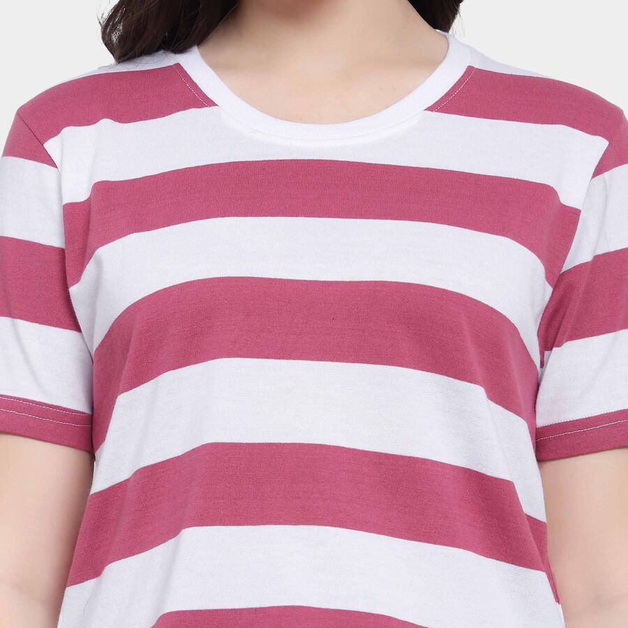 Round Neck T-Shirt, बैंगनी, large image number null