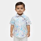 Infants Blue Cotton Half Sleeve Classic Collar Casual Shirt, Light Blue, small