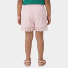 Girls' Pink Lace Hem Elastic Waist Shorts, हल्का गुलाबी, small