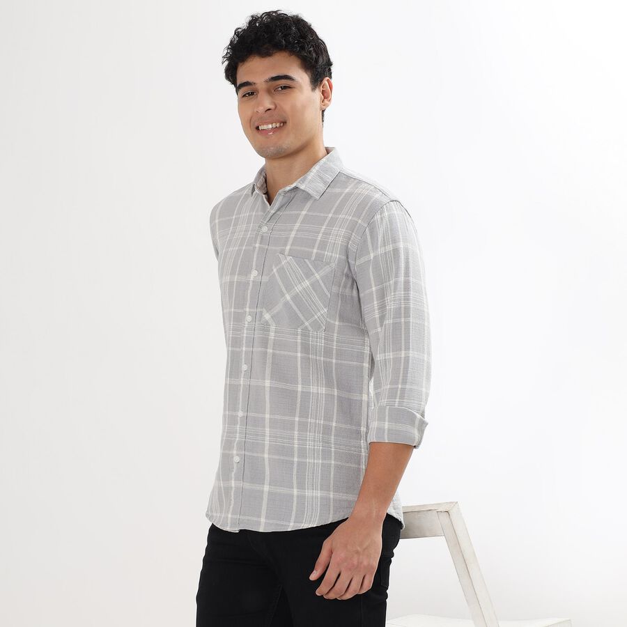 Men's 100% Cotton Casual Shirt , Light Grey, large image number null
