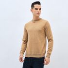 Men's Muted Beige Crew Neck Casual Pullover, Beige, small image number null