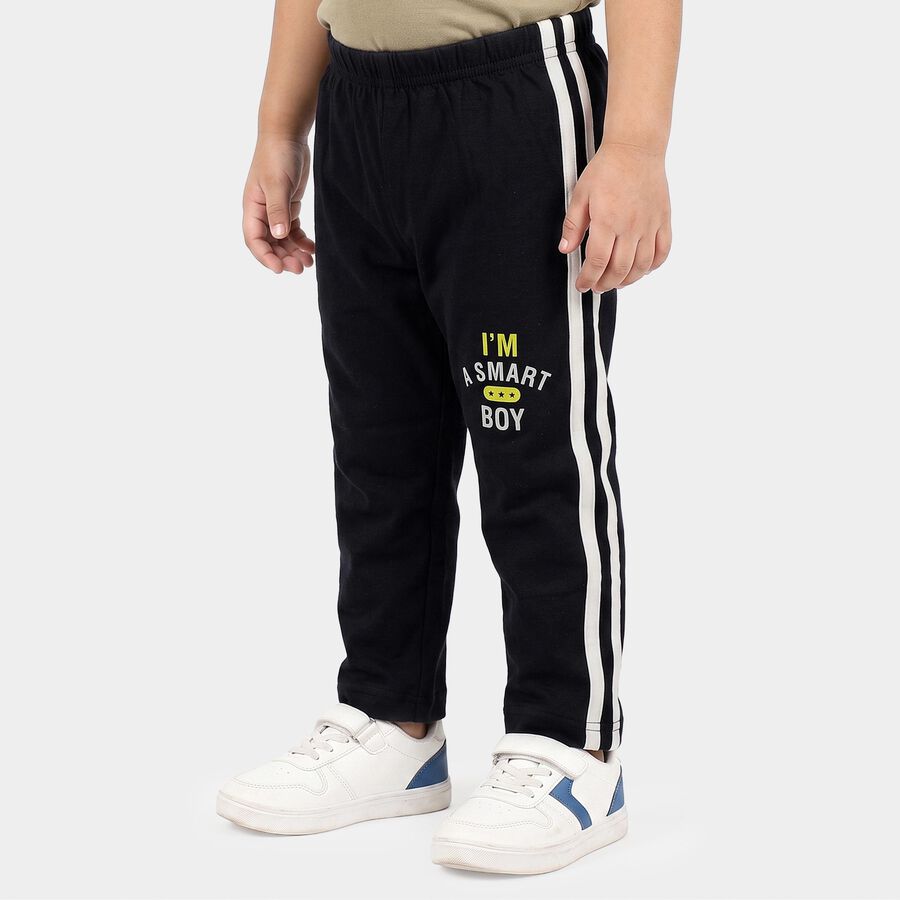 Boys' Navy Blue Straight Fit Slogan Printed Pyjama, Navy Blue, large