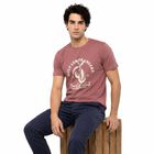 Men Pink Round Neck Regular T-Shirt, Pink, small