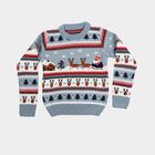 Boys Light Blue Crew Neck Printed Pullover, हल्का नीला, small