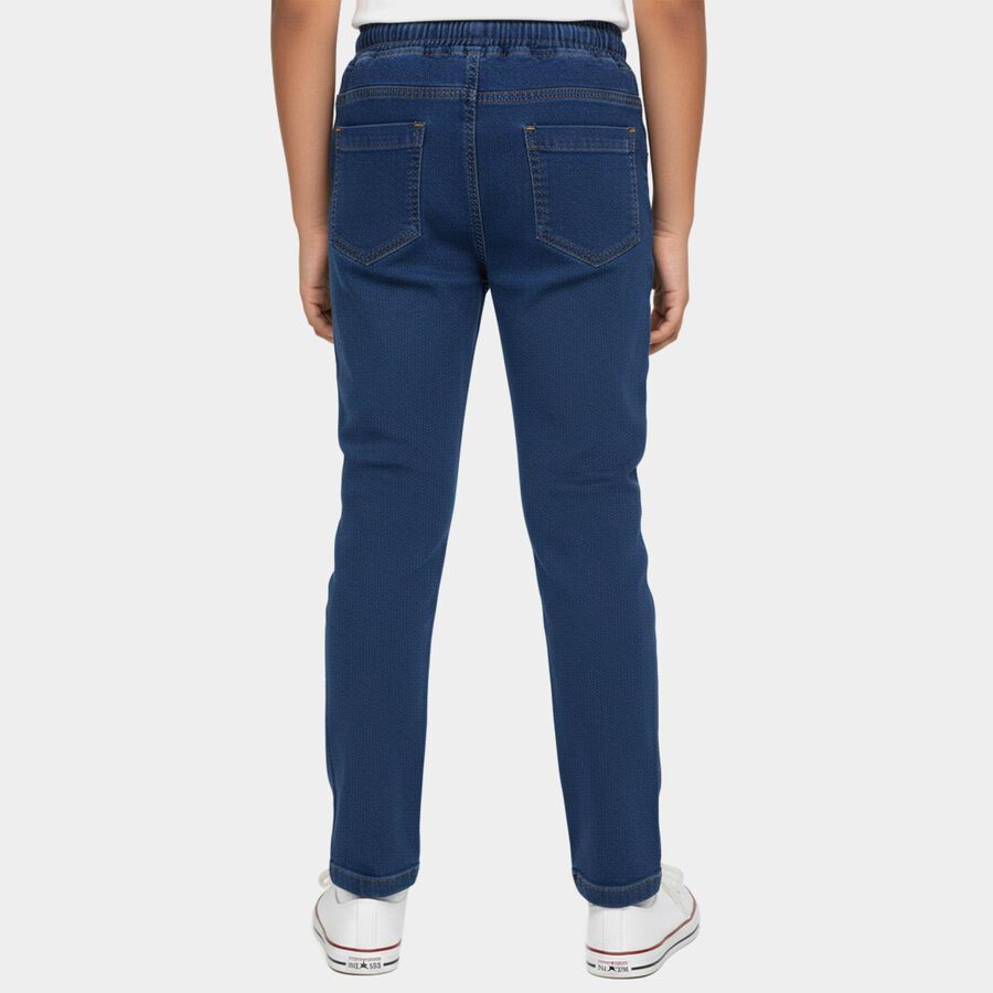Boys Blue Regular Fit Cotton Blend Jeans, गहरा नीला, large