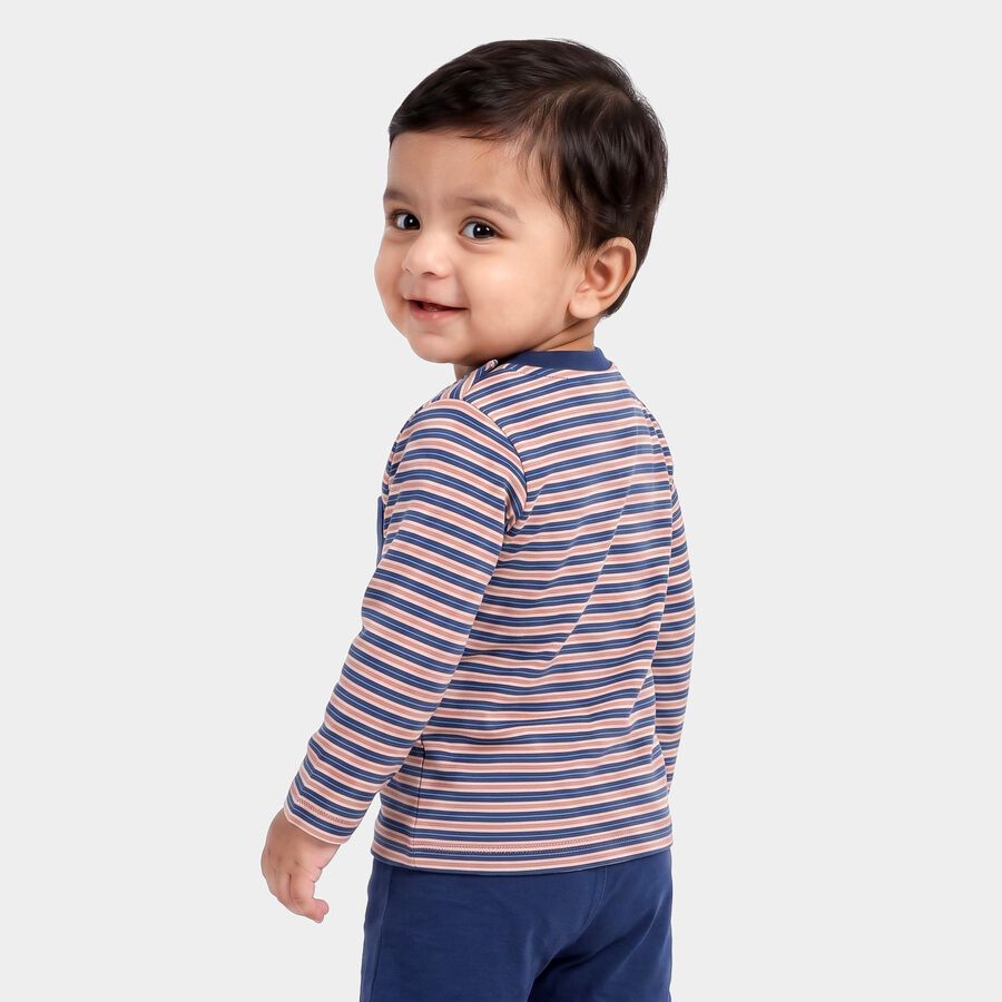 Infants Navy Blue Cotton Round Neck Regular T-Shirt, नेवी ब्लू, large