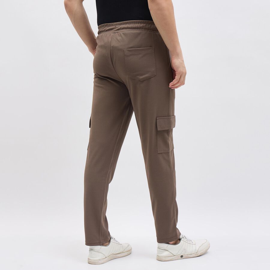 Men's Muted Brown Slim Fit Cargo Jogger, गहरा पीला, large