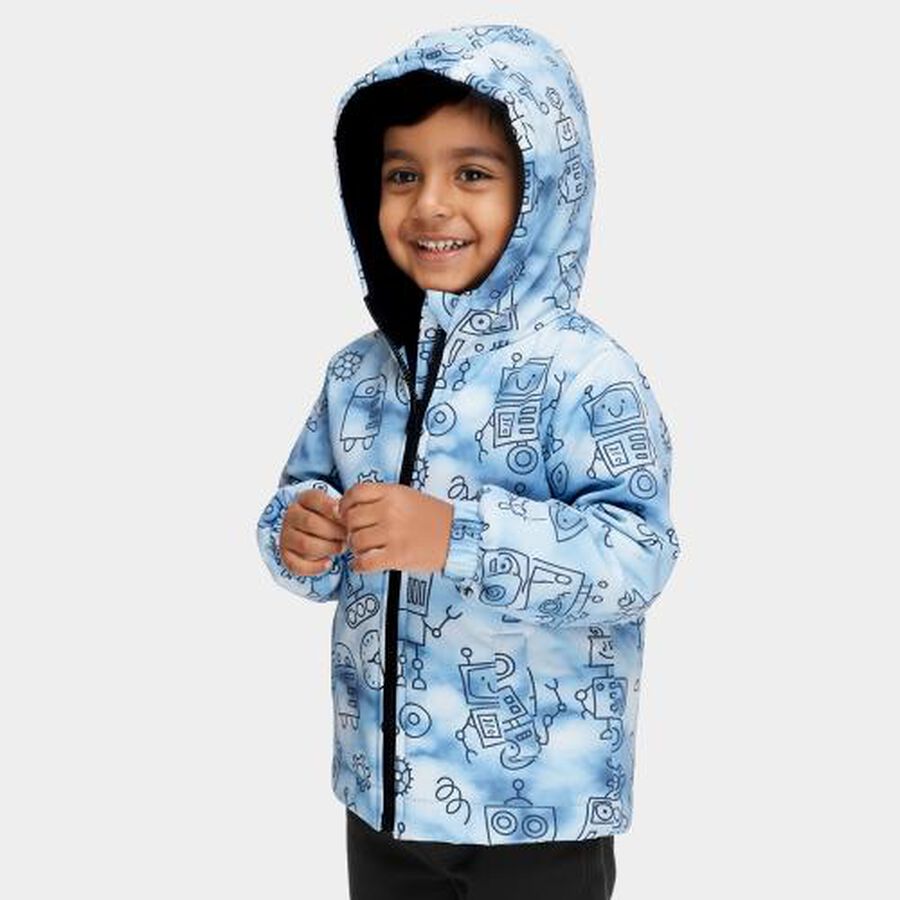 Boys' Light Blue Hooded Casual Jacket, Light Blue, large image number null