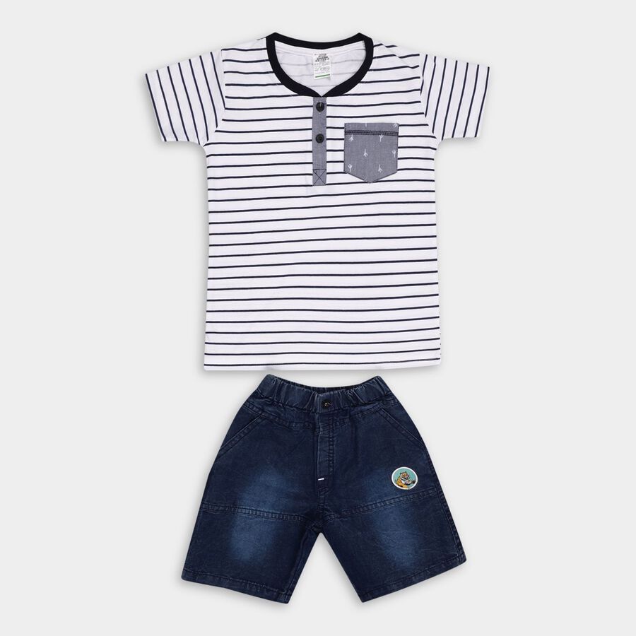 Boy's 100% Cotton Woven Baba Suit , सफ़ेद, large image number null