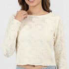 Women's White Cotton Blend Top, Off White, small
