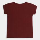 Girls' Deep Maroon Cotton Round Neck Casual T-Shirt, Wine, small image number null