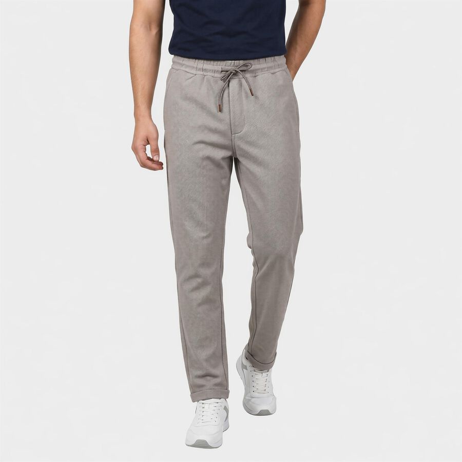 Men's Beige Slim Fit Jogger, गहरा पीला, large