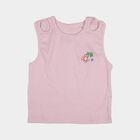Girls Pink Round Neck Casual T-Shirt, Light Pink, small