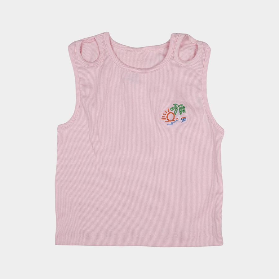 Girls Pink Round Neck Casual T-Shirt, Light Pink, large