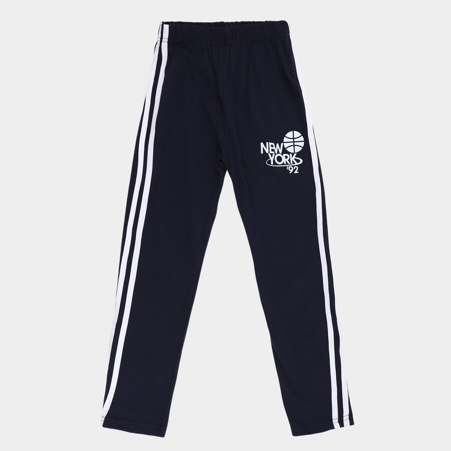 Boys' Navy Blue Regular Fit Basketball Printed Pyjama, नेवी ब्लू, large