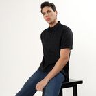 Men's Jet Black Classic Slim Fit Casual Shirt, Black, small