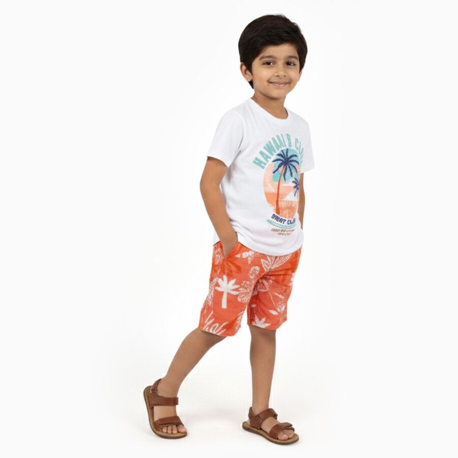 Boys' White Cotton Round Neck Graphic Baba Suit, सफ़ेद, large image number null