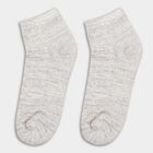 Men's Dark Charcoal Black and Eggshell White Cotton Blend Ankle Socks, Navy Blue, small