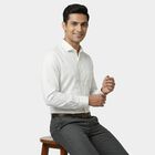 Men White Cotton Blend Full Sleeve Collar Classic Formal Shirt, White, small