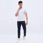 Men's 100% Cotton Cross Pocket Slim Fit Casual Trousers, Navy Blue, small image number null