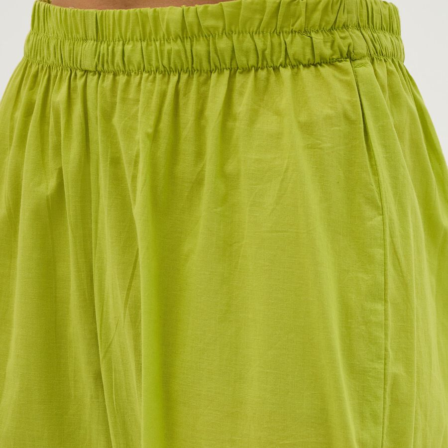 Women's Bright Lime Green Cotton Self Design Ethnic Set, Light Green, large image number null