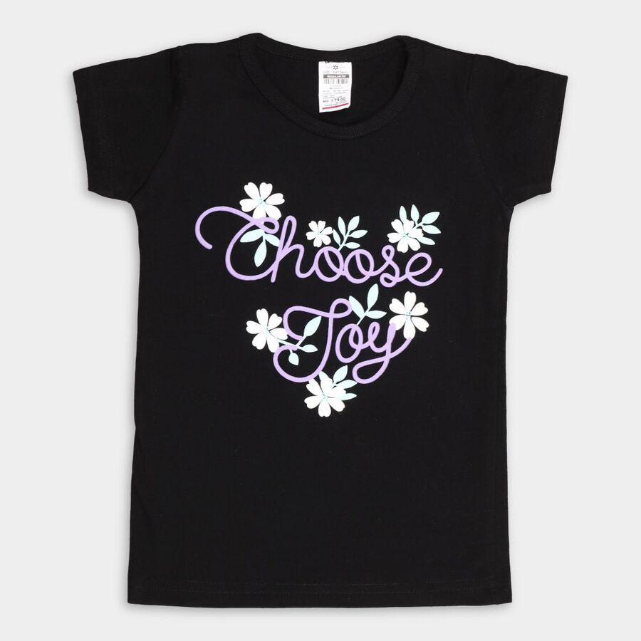Girls' T-Shirt, काला, large image number null