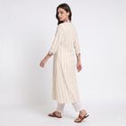 Women's Off White Cotton V-Neck Printed Kurta, Off White, small