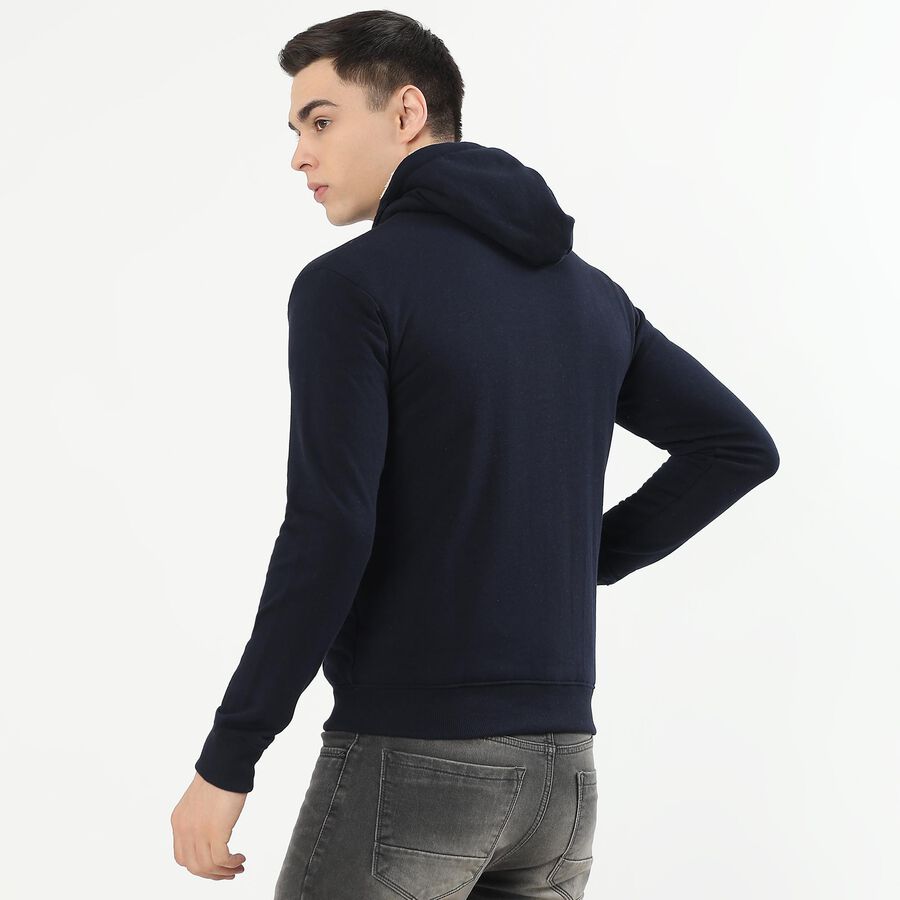 Men's Deep Midnight Navy Hooded Casual Sweatshirt, Navy Blue, large image number null