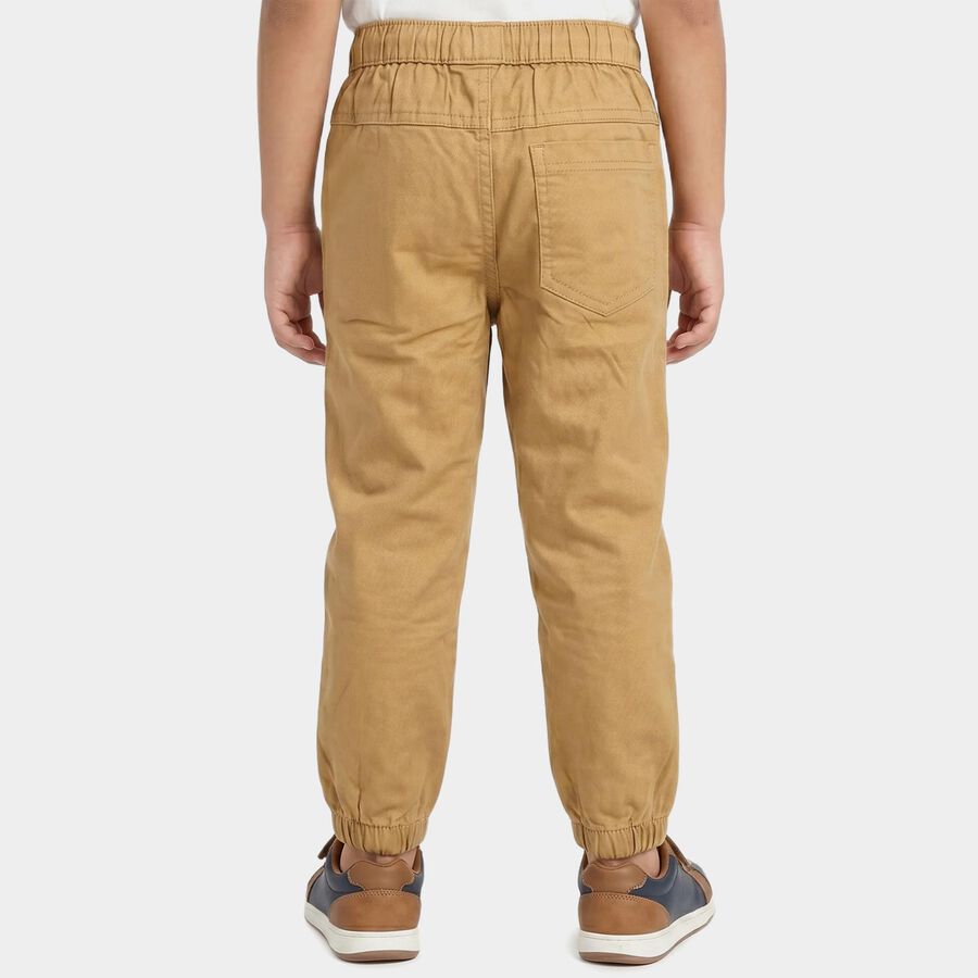 Boys' Khaki Regular Fit Cotton Trousers, Khaki, large
