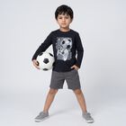 Boys Navy Blue Cotton Blend Crew Neck Regular T-Shirt, Navy Blue, small