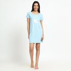 Women's Light Blue Round Neck Casual Nighty, Light Blue, small image number null