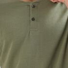 Men's Muted Olive Green Cotton Henley Neck Casual T-Shirt, Olive, small image number null