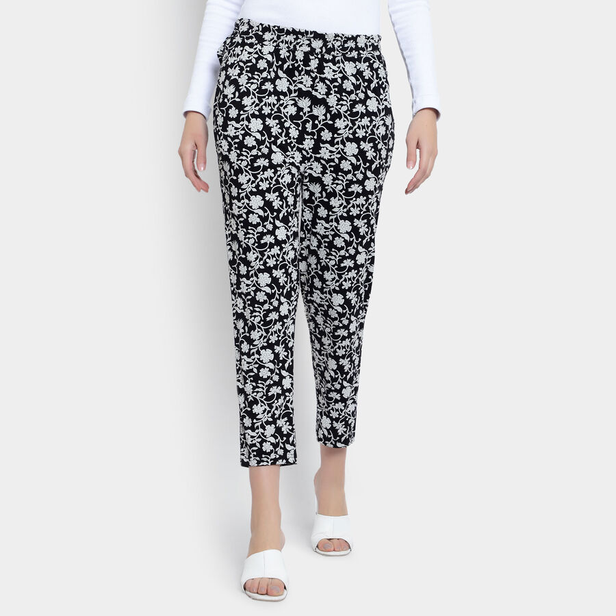 Solid Trousers, काला, large image number null