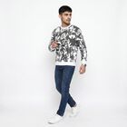 Men's Grey Crew Neck Printed Sweatshirt, Dark Grey, small