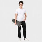 Men's Black Slim Fit Solid Jeans, काला, small