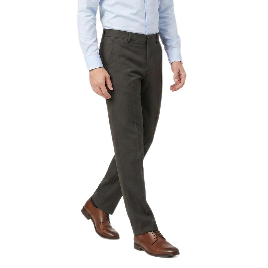 Men's Black Slim Fit Flat-Front Formal Trousers, Black, large
