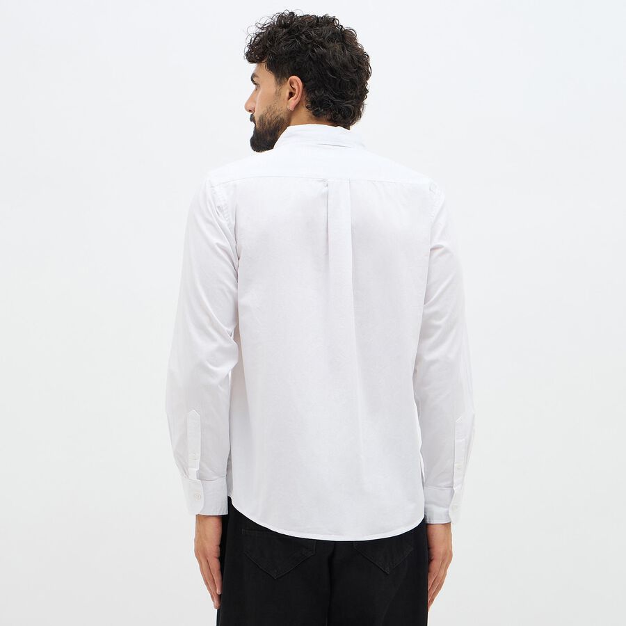 Men's Snow White Cotton Button-Down Classic Casual Shirt, सफ़ेद, large image number null