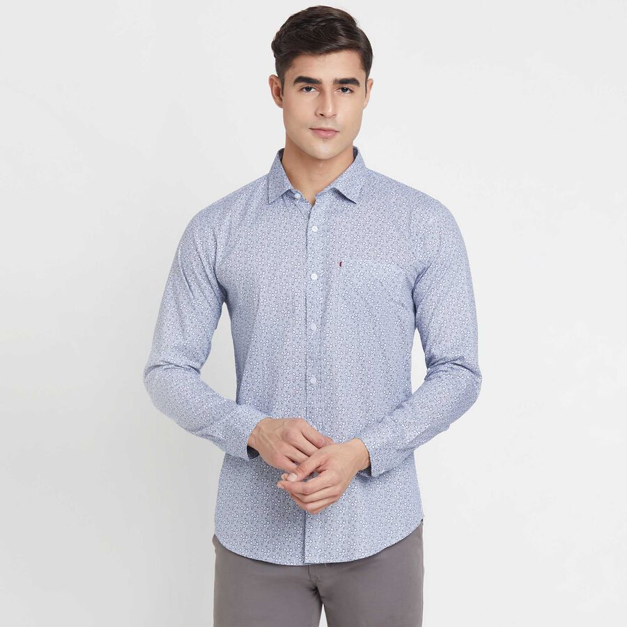 Printed Cotton Casual Shirt, White, large image number null
