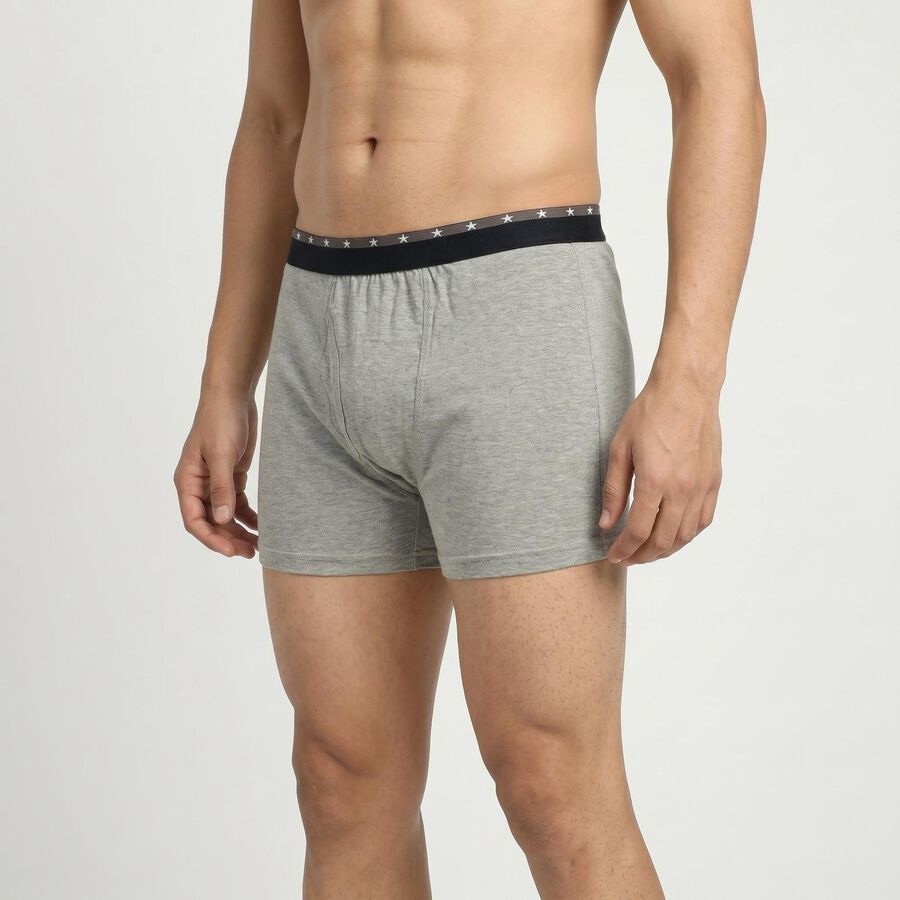 Men's Mid Grey Regular Fit Solid Trunks, मिश्रित मध्यम ग्रे, large