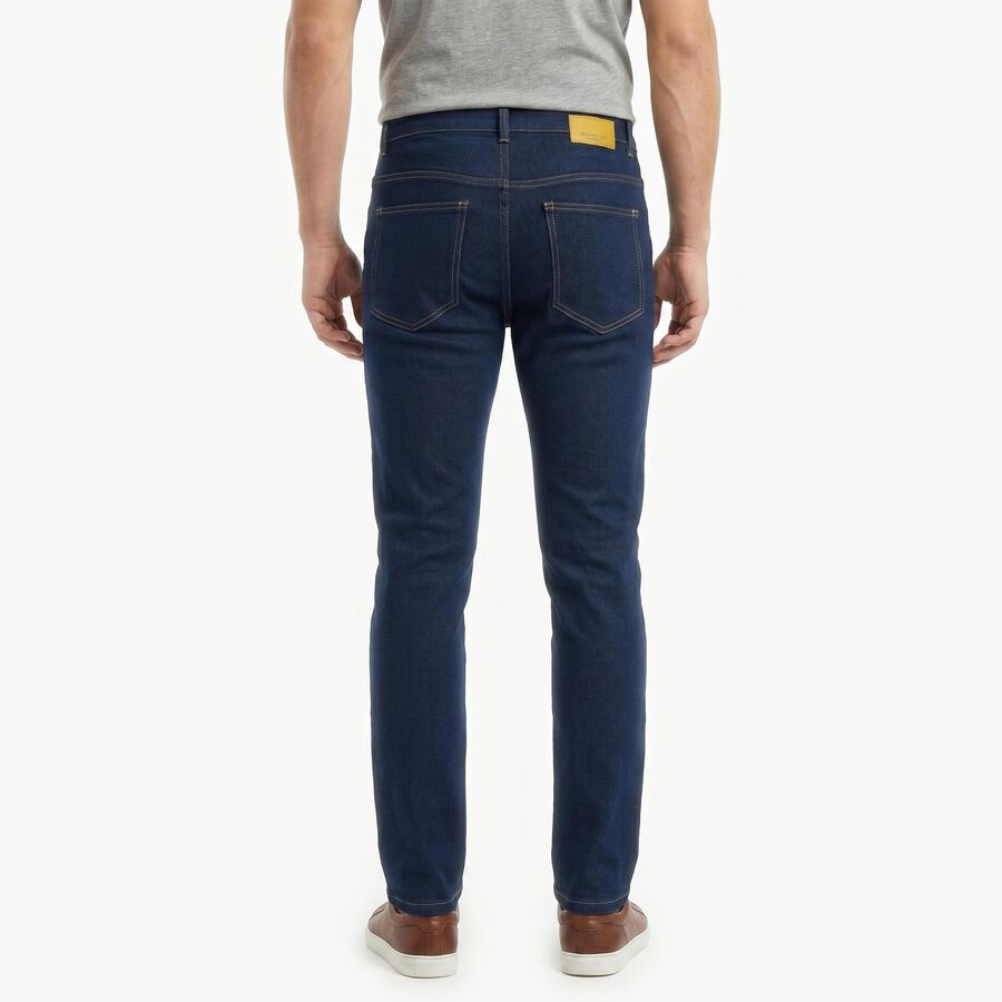 Men's Blue Slim Fit Stretchable Jeans, मध्यम नीला, large