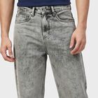 Men's Grey Straight Fit Classic Jeans, हल्का ग्रे, small