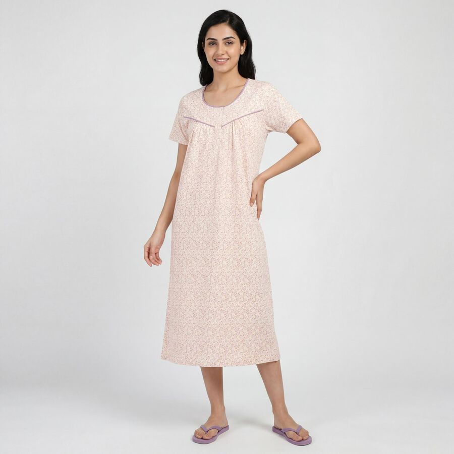 Women's White Minimalist Nighty, Off White, large