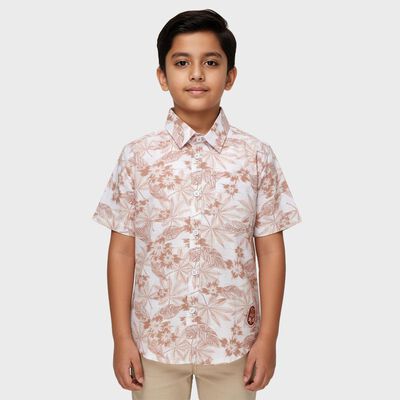 Boys' Rust Cotton Classic Collar Casual Shirt