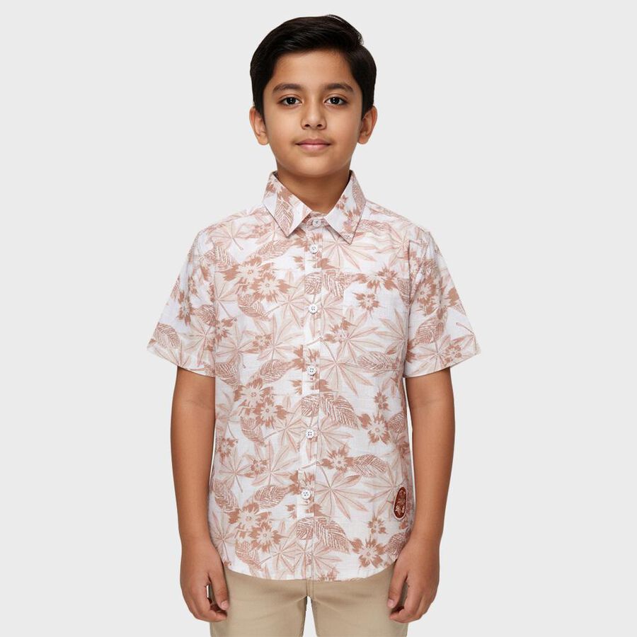 Boys' Rust Cotton Classic Collar Casual Shirt, Rust, large