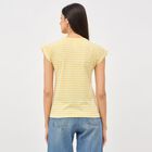 Women's Soft Yellow Round Neck Striped T-Shirt, Khaki, small image number null