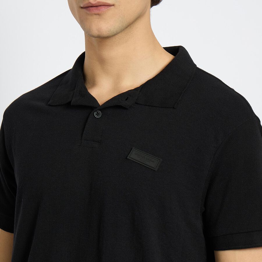 Men's Collared Half Sleeves T-Shirt, Black, large image number null
