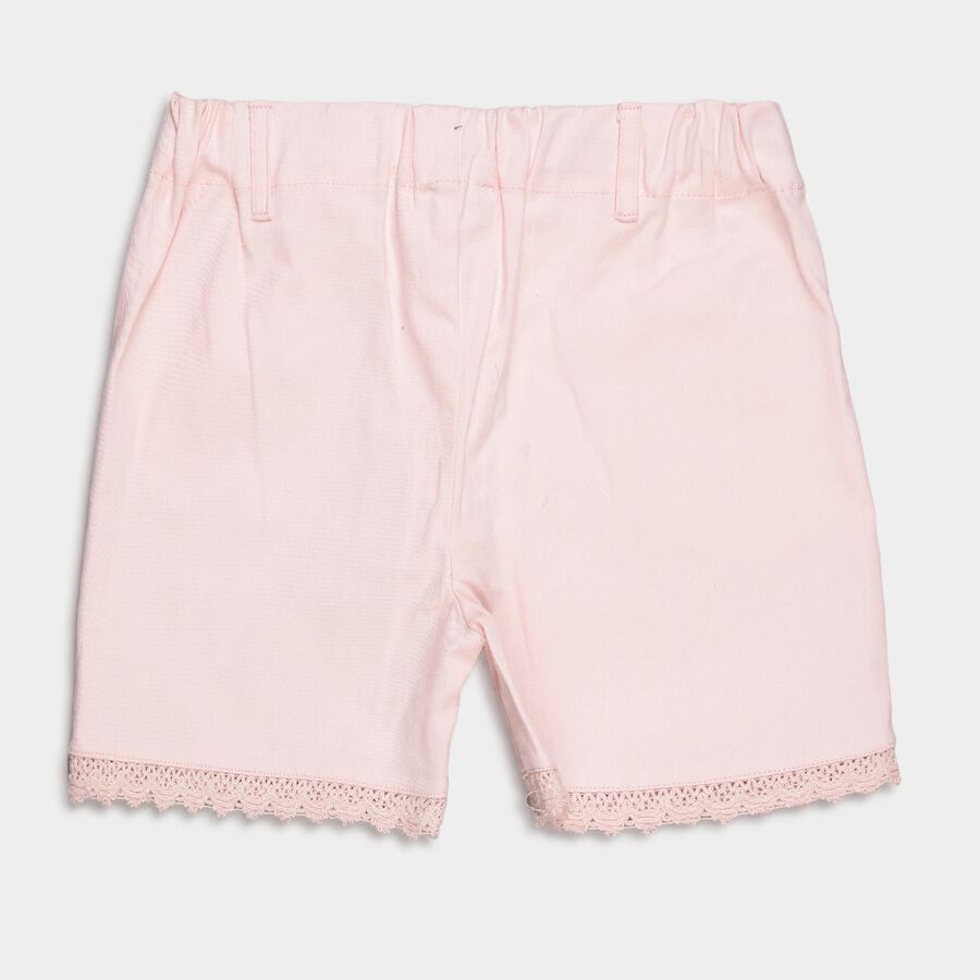 Girls Cotton Solid Shorts, Pink, large image number null