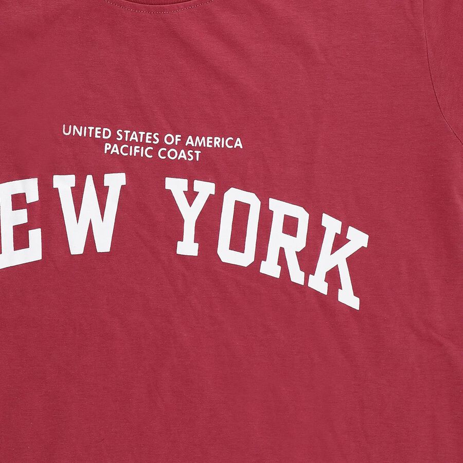 Boys' Pink Round Neck Casual T-Shirt, गुलाबी, large